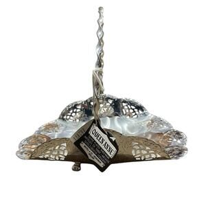 Vintage Queen Anne Silver Plated Footed Oval Serving Basket Moveable Handle NEW